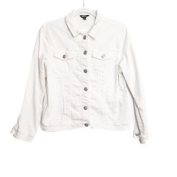 Buffalo Size S White Denim Jean Jacket Classic Fitted Button Down Casual Outerwe - Picture 1 of 8